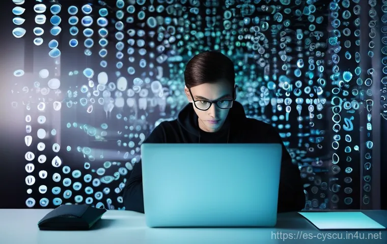 사이버보안에서 발생할 수 있는 실수와 예방책 - **Digital Fortress of Passwords**
    *   **Subject:** A person in their late 20s to early 30s, look...