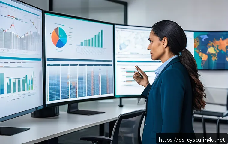 사이버보안 전문가의 리더십 스킬 개발 - A diverse cybersecurity team in a modern office environment collaborating intensely around multiple ...